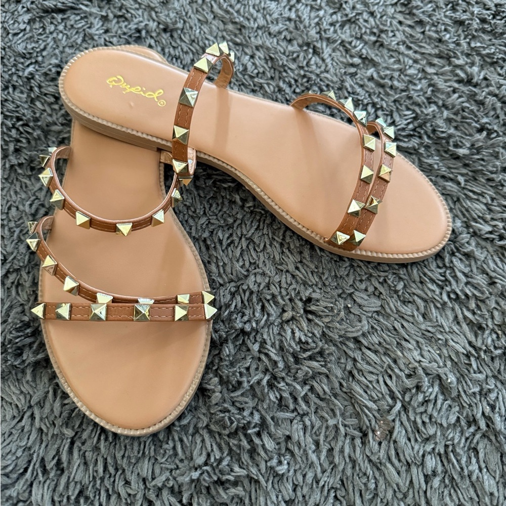 Ripe Gold Brown Studded Sandals